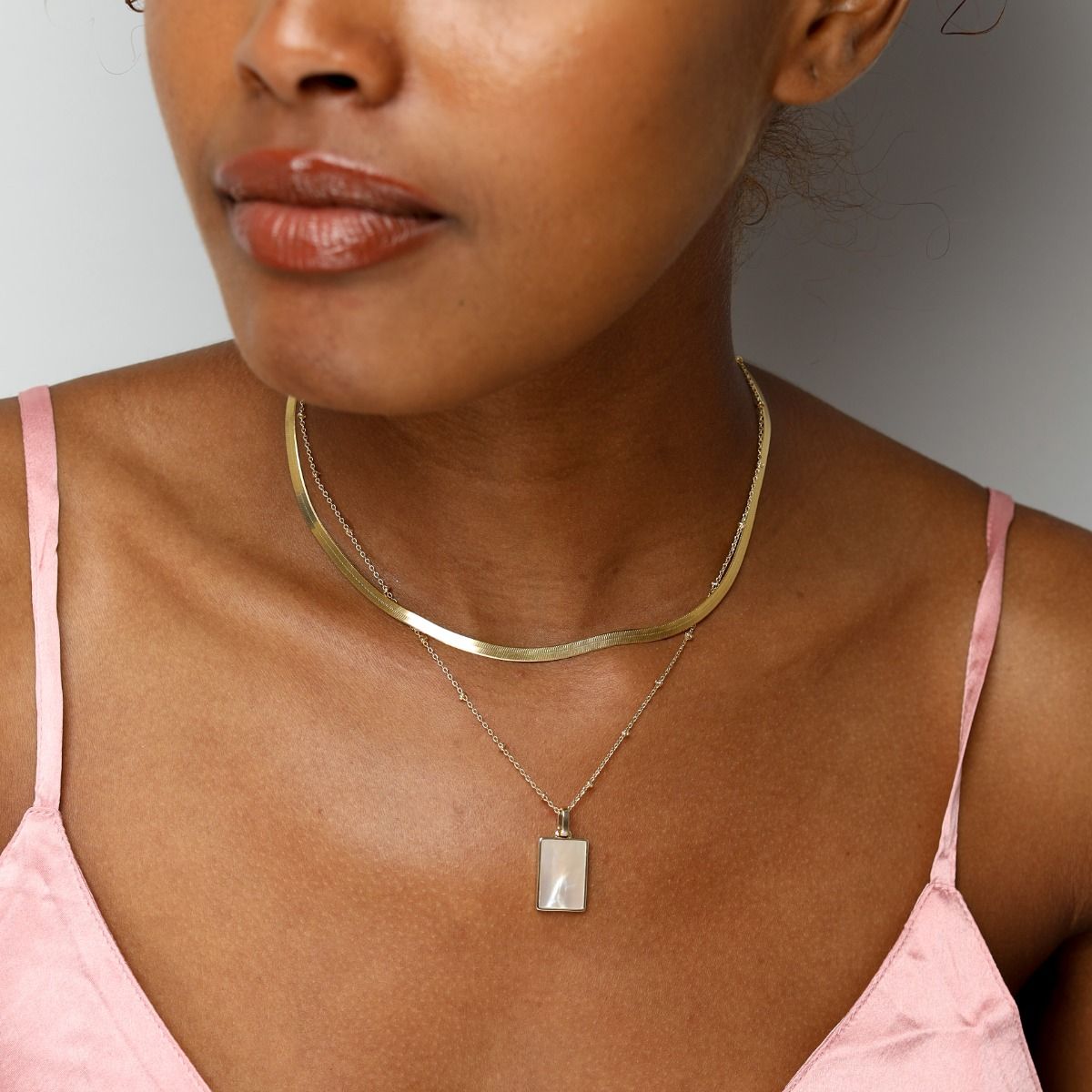 Layered Gold Herringbone Chain Necklace | Alexandra Marks Jewelry