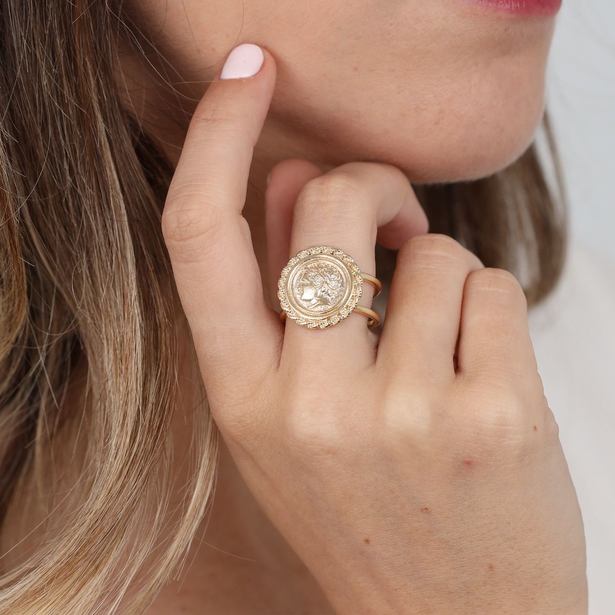 Old coin ring top