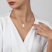 Classic Bar Braille Initial Necklace  - 18k gold plated