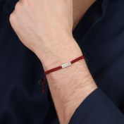 Engraved Bar Bracelet for Men - red string