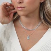 Tag Initial Diamond Necklace [Sterling Silver]