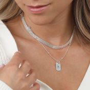 Tag Initial Diamond Necklace [Sterling Silver]