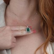 Touch of Nature Malachite Necklace - Black Crystals [Sterling Silver]