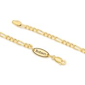 Figaro Chain Necklace with Custom Nameplate [Gold Plated] - 3MM