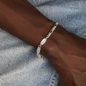Figaro Chain Bracelet with Custom Nameplate [Sterling Silver] - 3MM