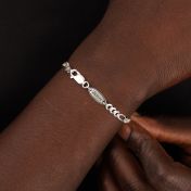 Figaro Chain Bracelet with Custom Nameplate [Sterling Silver] - 3MM
