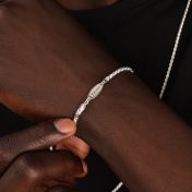 Rope Chain Bracelet with Custom Nameplate [Sterling Silver] - 2.5MM
