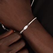 Rope Chain Bracelet with Custom Nameplate [Sterling Silver] - 2.5MM