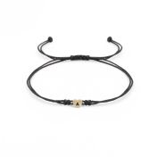 Open Heart Initial Bracelet - Black [14 karat gold]