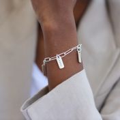 Paperclip Style Engraved Charms Bracelet [Sterling Silver]