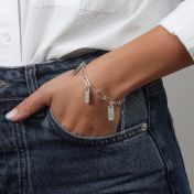 Paperclip Style Engraved Charms Bracelet [Sterling Silver]