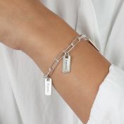 Paperclip Style Engraved Charms Bracelet [Sterling Silver]