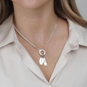 Cara Paperclip & Pearl Necklace [Sterling Silver]