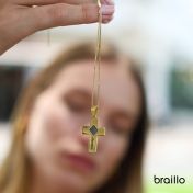 Engraved Cross Necklace with Nano Bible [18K Gold Plated]