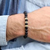 Serene Black Onyx Men Name Bracelet - 18K Gold Vermeil