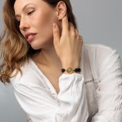 Black Onyx Map Bracelet [18K Gold Vermeil]