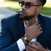 Black Onyx Silhouette Map Men Bracelet [14 Karat Gold]