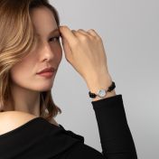 Black Onyx Engraved Map Bracelet [Sterling Silver]