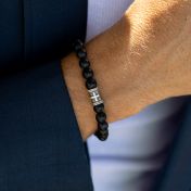 Black Onyx Cross Men Bracelet 