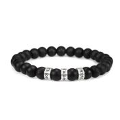 Serene Black Onyx Men Name Bracelet with sterling silver charms