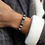 Black Onyx Women Name Bracelet With Nano Bible [Sterling Silver]