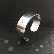 Wide Inspiration Braille Cuff - Silver Plated