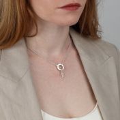 Cara Initial Charm With Crystals [Sterling Silver]