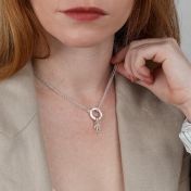 Cara Initial Charm With Crystals [Sterling Silver]