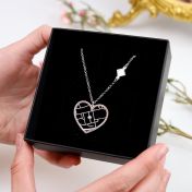 Ties of Heart Map Necklace with Nano Bible [14 Karat White Gold]