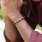 Compass Men Name Bracelet with Black Onyx Stones