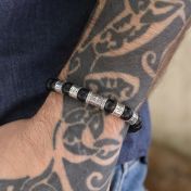 Compass Men Name Bracelet with Black Onyx Stones