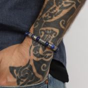 Compass Men Name Bracelet with Lapis Lazuli Stones