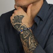 Compass Men Name Bracelet with Lapis Lazuli Stones
