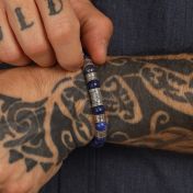 Compass Men Name Bracelet with Lapis Lazuli Stones