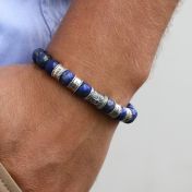 Compass Men Name Bracelet with Lapis Lazuli Stones