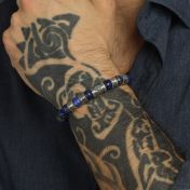 Compass Men Name Bracelet with Lapis Lazuli Stones