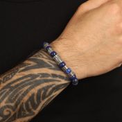 Compass Men Name Bracelet with Lapis Lazuli Stones