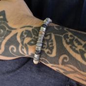 Compass Men Name Bracelet with Picasso Jasper Stones