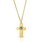 Cross Necklace with Nano Bible for Men - 18K Gold Vermeil