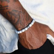 Cross Men Name Bracelet with Howlite Stones