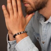 Cross Men Name Bracelet With Black Onyx Stones