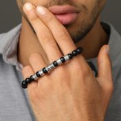 Cross Men Name Bracelet With Black Onyx Stones