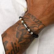 Cross Men Name Bracelet with Green Tiger Eye Stones