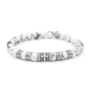 Cross Men Name Bracelet with Howlite Stones