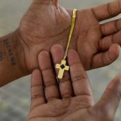 Cross Necklace with Nano Bible for Men - 18K Gold Vermeil