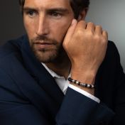 Cross Men Name Bracelet With Black Onyx Stones