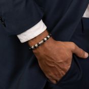 Cross Men Name Bracelet With Black Onyx Stones