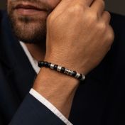 Cross Men Name Bracelet With Black Onyx Stones