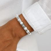 Cross Women Name Bracelet With Howlite Stones [Sterling Silver]