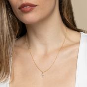Crystal Cross Necklace [Gold Plated]